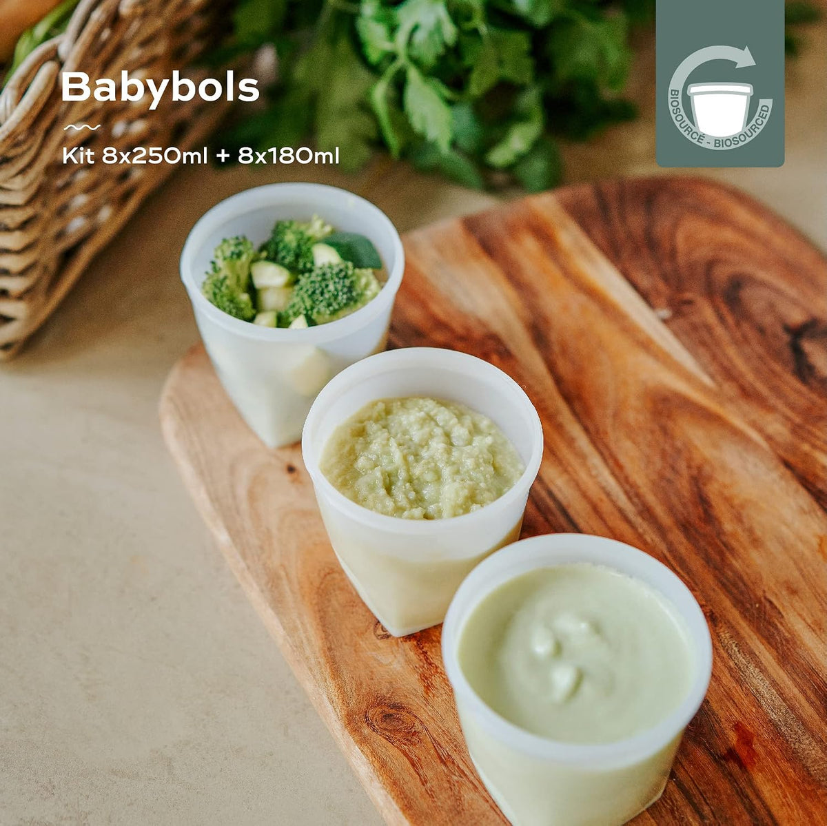 Eco-Friendly Baby Food Jars | Set of 6 (8.45oz Each) BPA-Free Storage Containers | Made from Biosourced Sugar Cane | Leakproof Silicone Lids | Microwave, Freezer & Dishwasher Safe