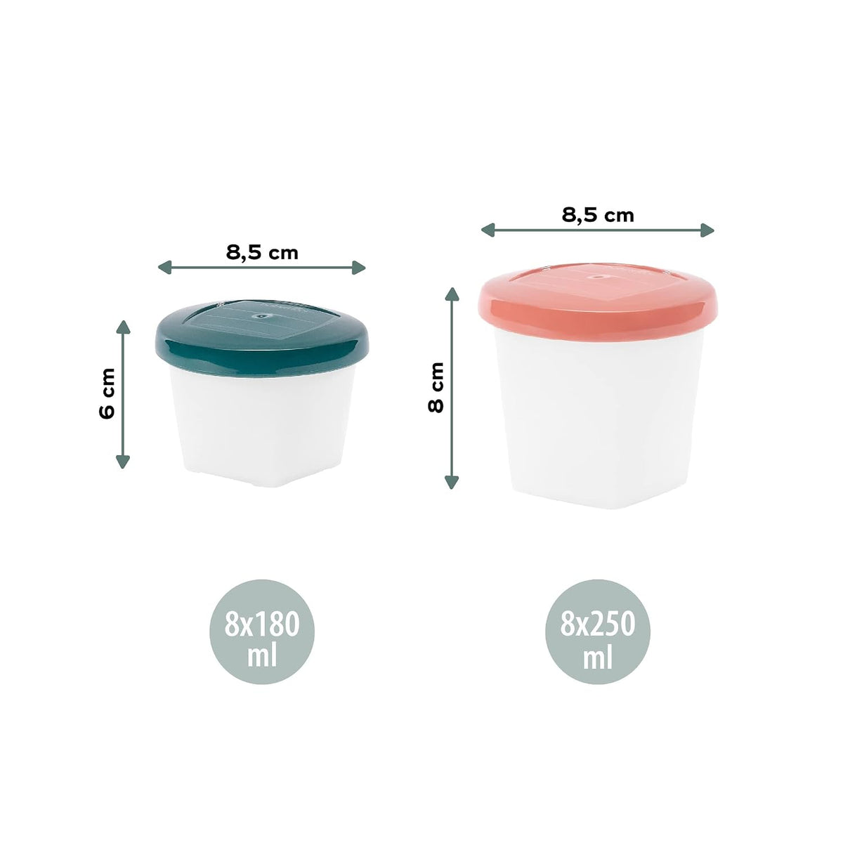 Eco-Friendly Baby Food Jars | Set of 6 (8.45oz Each) BPA-Free Storage Containers | Made from Biosourced Sugar Cane | Leakproof Silicone Lids | Microwave, Freezer & Dishwasher Safe