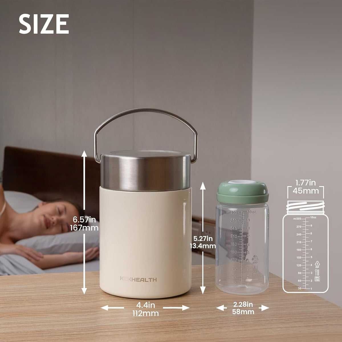 11oz Stainless Steel Breast Milk Cooler, 360° Cooling Gel Ring, 14-Hour Cold Storage, BPA-Free 11oz Bottle, Leak-Proof Portable Cooler for Half-Day Pumping, Work & Travel