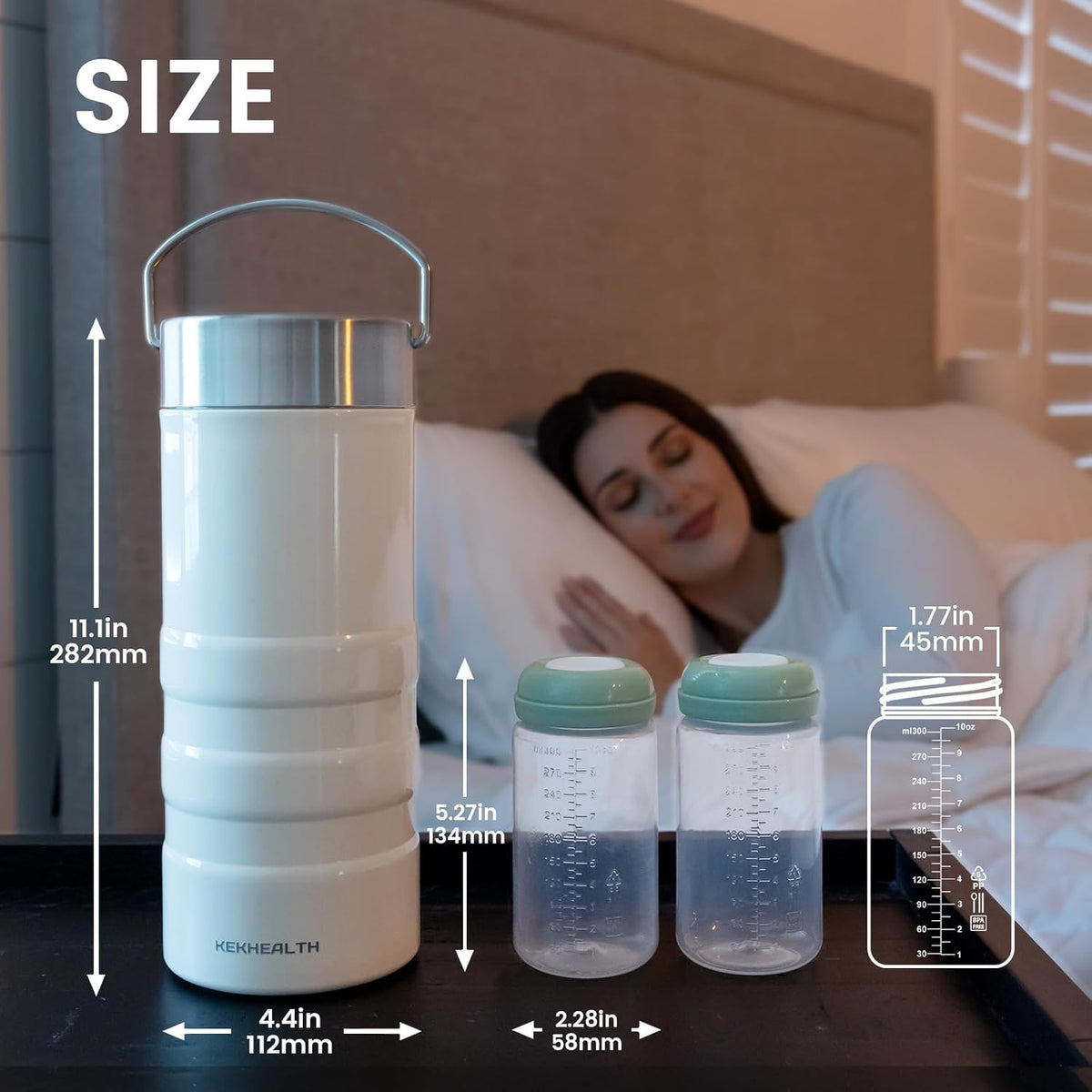 11oz Stainless Steel Breast Milk Cooler, 360° Cooling Gel Ring, 14-Hour Cold Storage, BPA-Free 11oz Bottle, Leak-Proof Portable Cooler for Half-Day Pumping, Work & Travel