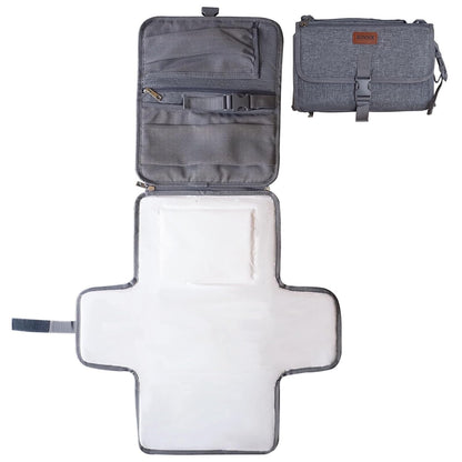 Portable Changing Pad for Baby, Travel Diaper Changing Pad for Newborn, Waterproof Baby Changing Mat, Foldable & Detachable Diaper Changing Station with Baby Wipes Pockets(Grey)