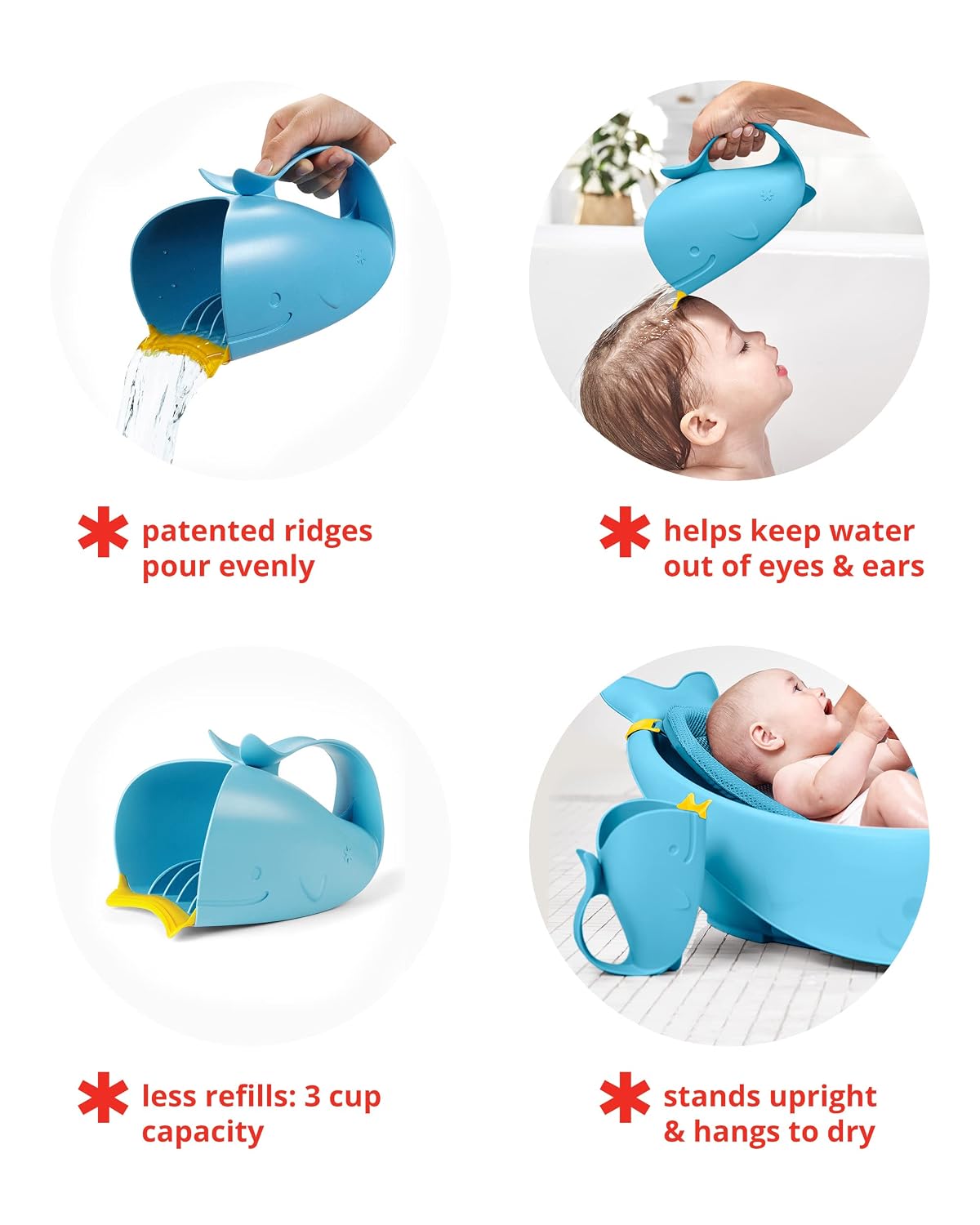Baby Bath Rinse Cup MOBY Tear-free Waterfall Rinser Grey Age 0+