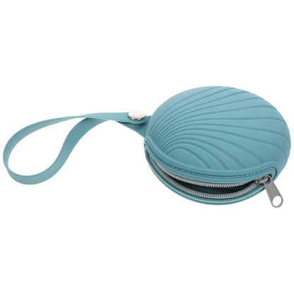 Portable Silicone Pacifier Storage Bag Organizer Soft Blue Case for Teething and Napkins, Suitable for Backpack or Hanging on Trousers Belt