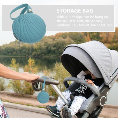 Portable Silicone Pacifier Storage Bag Organizer Soft Blue Case for Teething and Napkins, Suitable for Backpack or Hanging on Trousers Belt