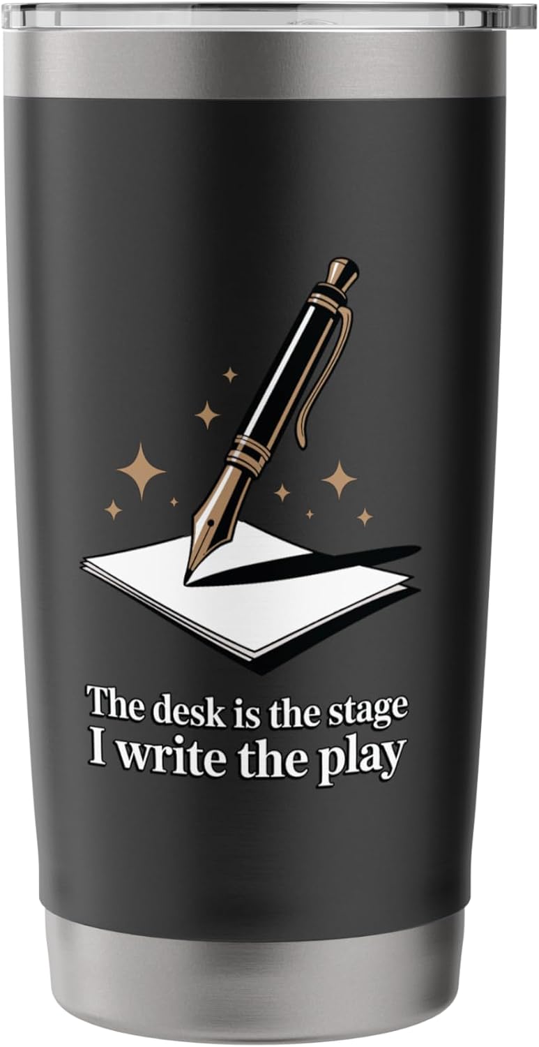 The Desk Is My Stage Motivational Workspace Stainless Steel Insulated Tumbler