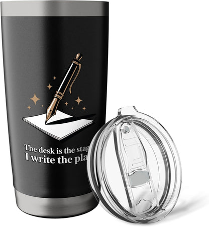 The Desk Is My Stage Motivational Workspace Stainless Steel Insulated Tumbler