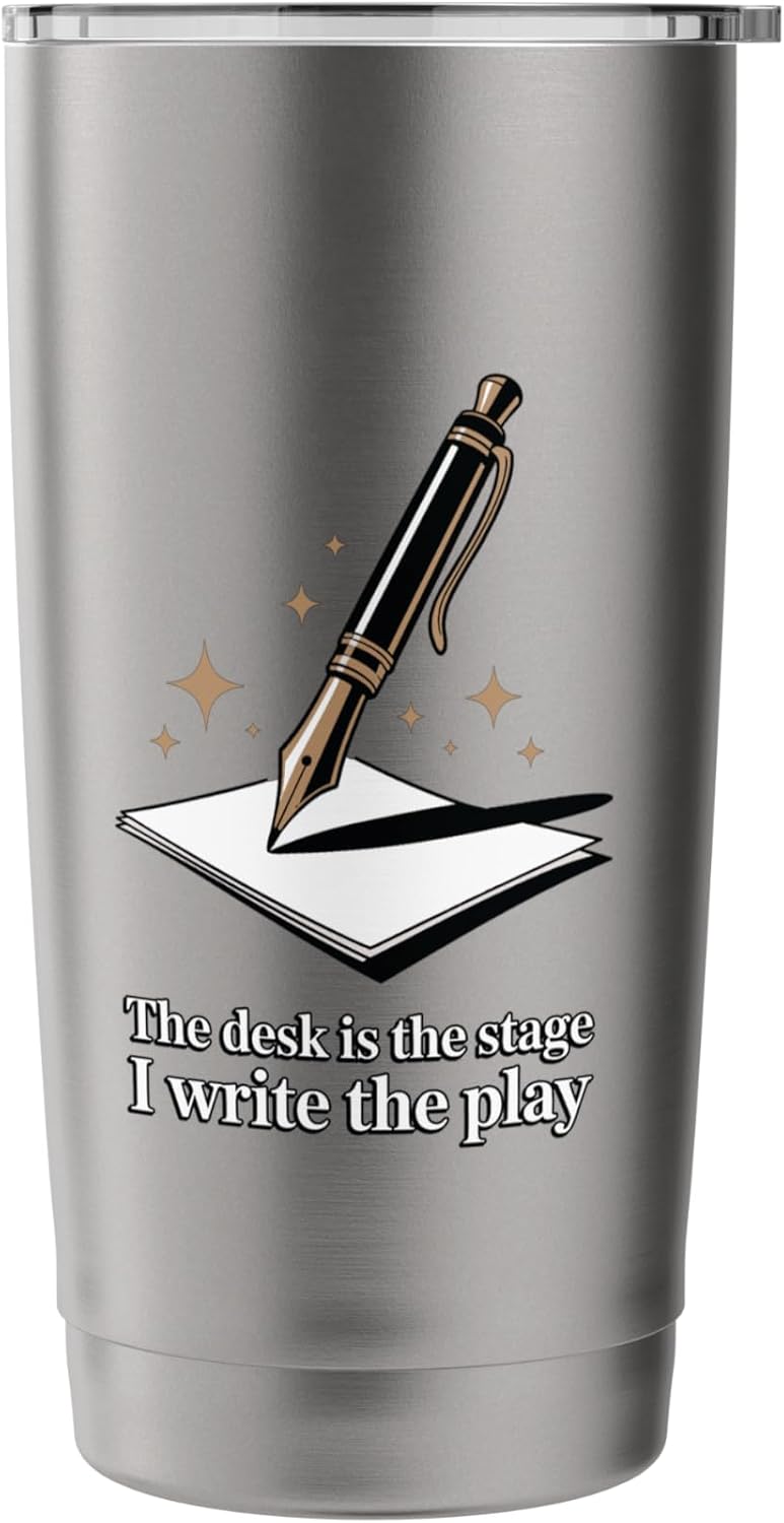 The Desk Is My Stage Motivational Workspace Stainless Steel Insulated Tumbler