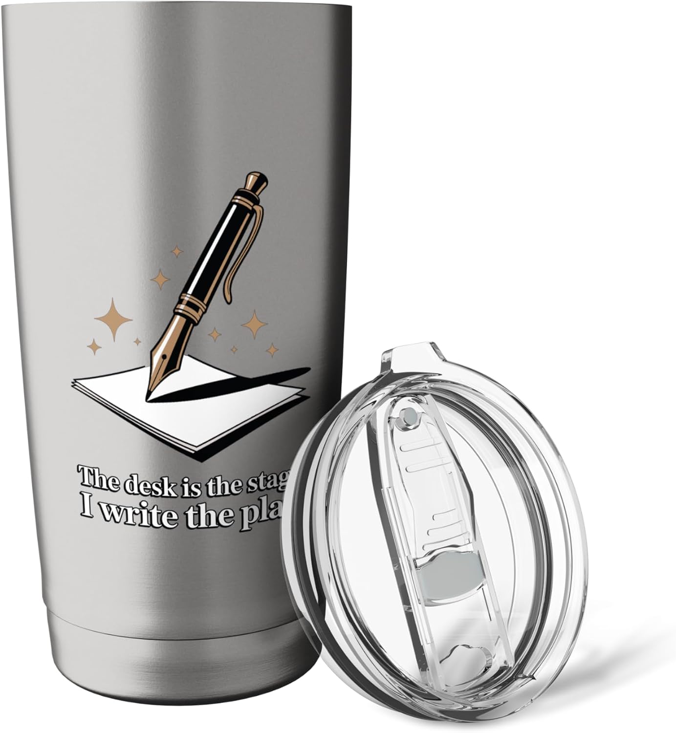 The Desk Is My Stage Motivational Workspace Stainless Steel Insulated Tumbler