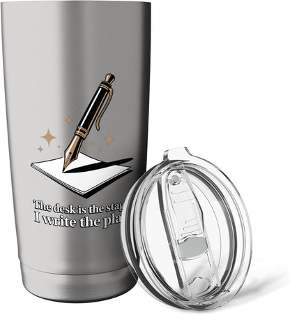 The Desk Is My Stage Motivational Workspace Stainless Steel Insulated Tumbler