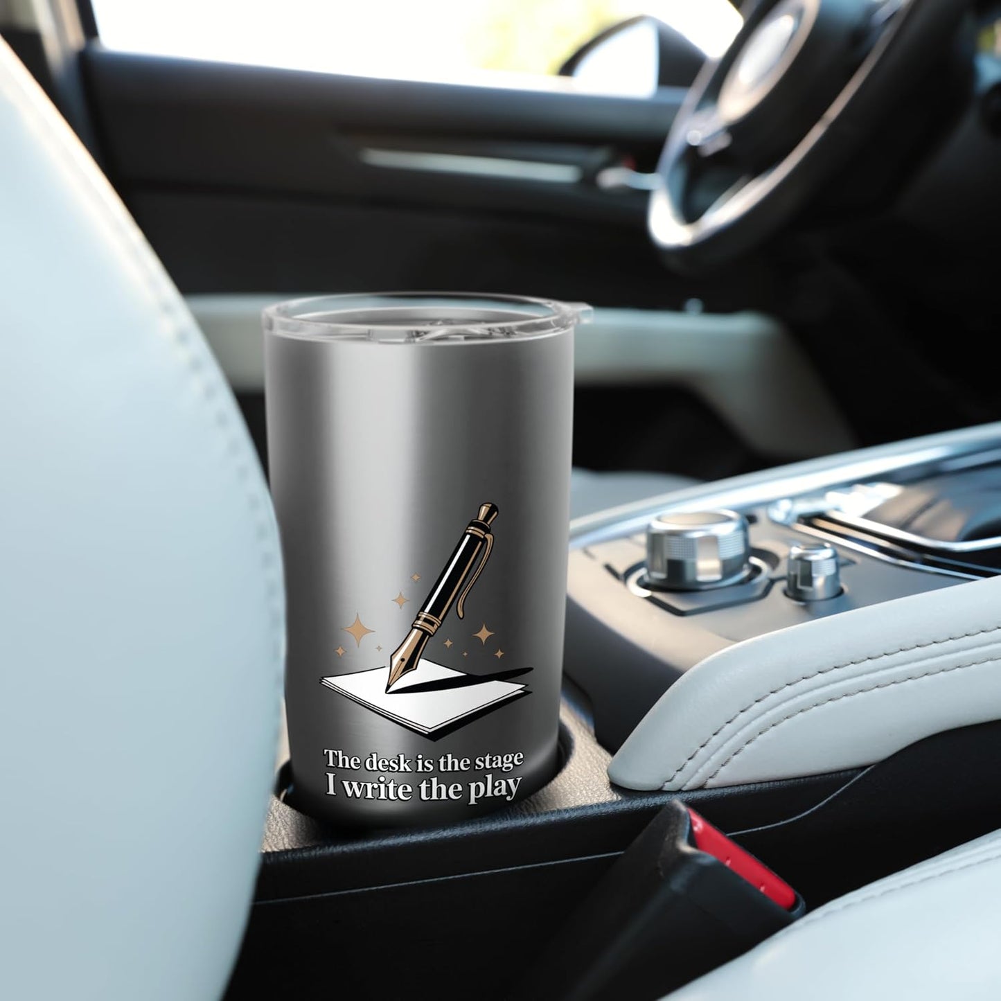 The Desk Is My Stage Motivational Workspace Stainless Steel Insulated Tumbler
