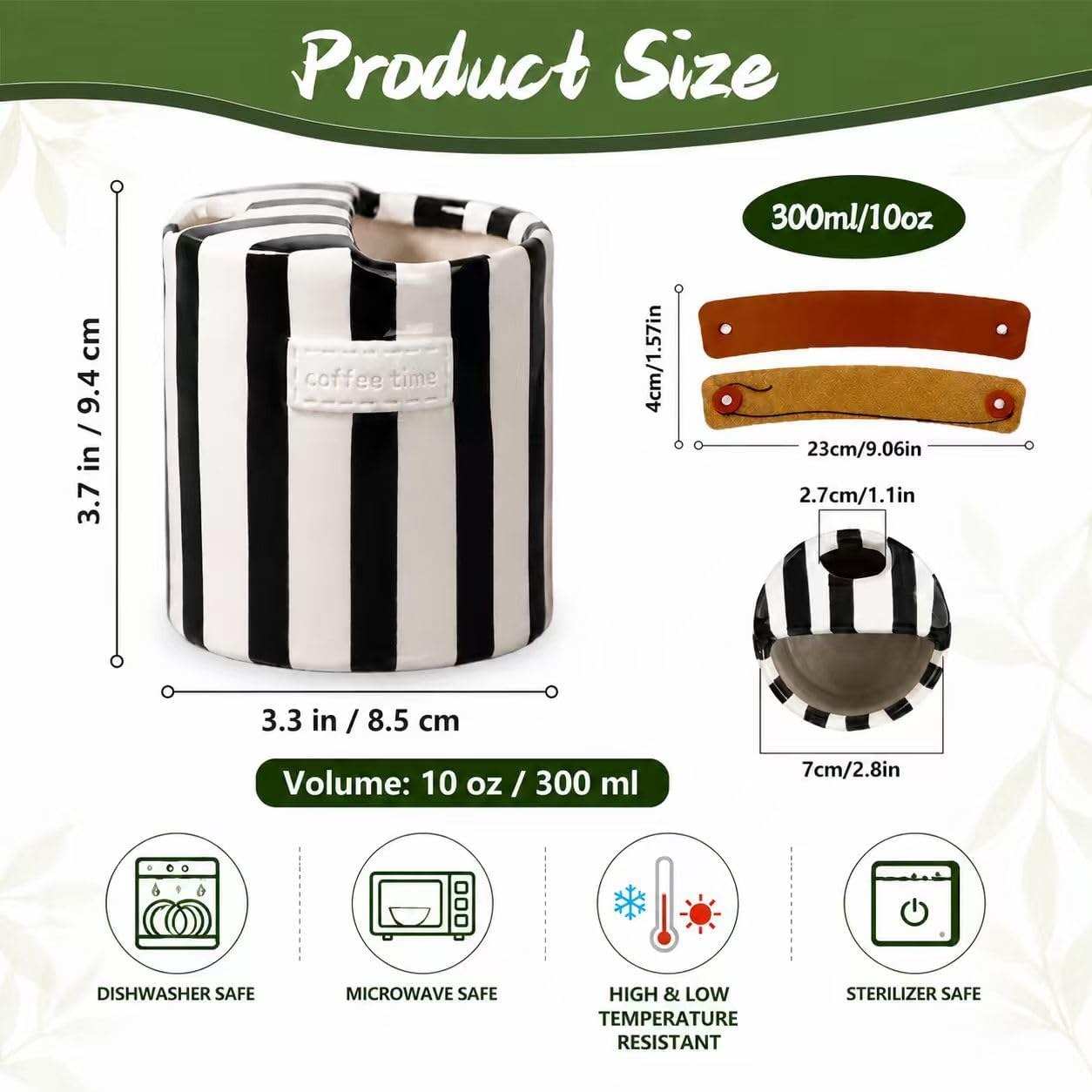 Shelprojsu 10oz Ceramic Travel Coffee Mug,Ceramic Mug with Sip hole Hand Painted Coffee Mugs with Sleeve Cup,Can Work as a Gift Ideal for Coffee Lovers (Brown)