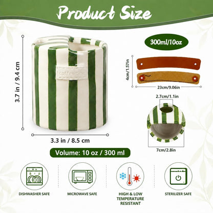 Shelprojsu 10oz Ceramic Travel Coffee Mug,Ceramic Mug with Sip hole Hand Painted Coffee Mugs with Sleeve Cup,Can Work as a Gift Ideal for Coffee Lovers (Brown)