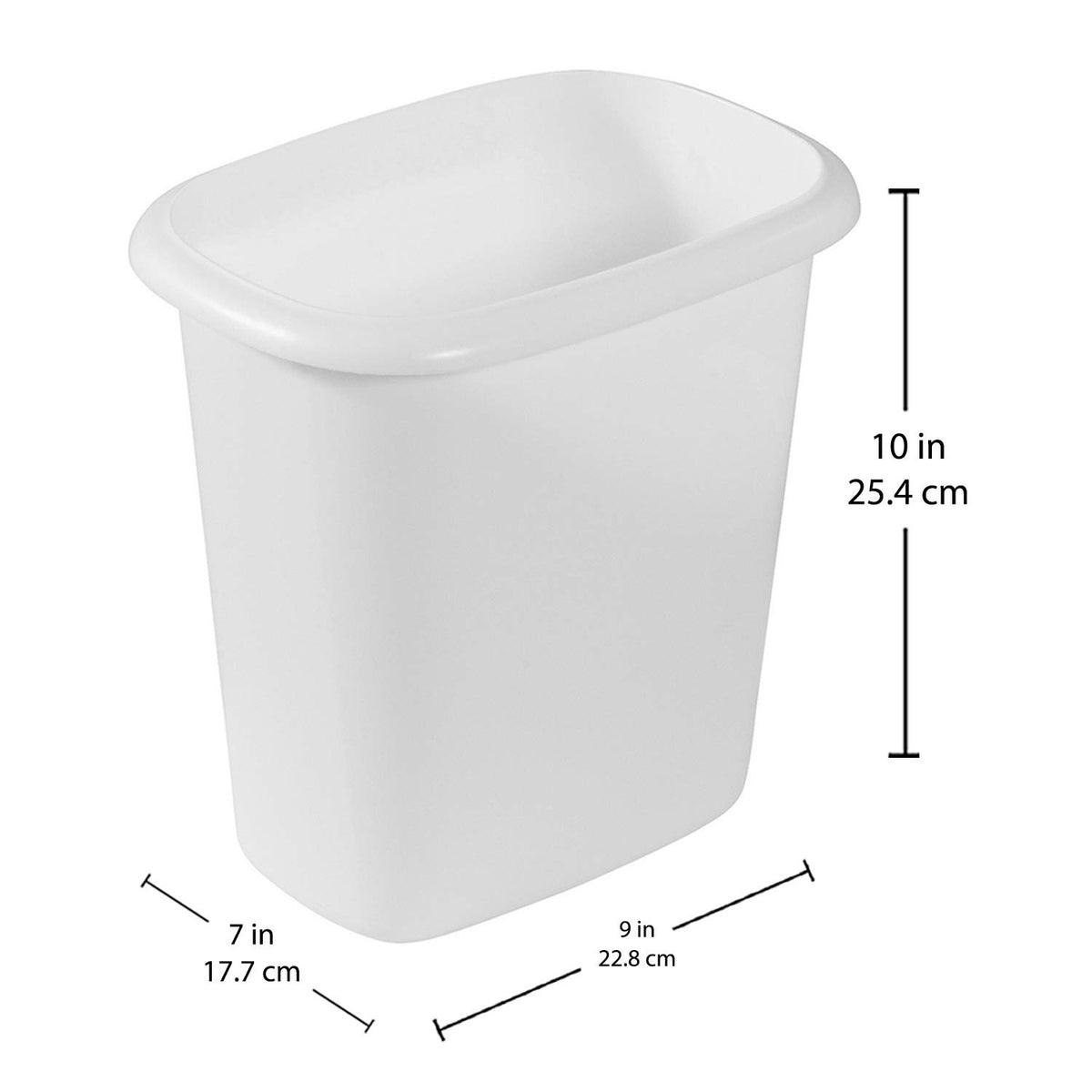 Vanity Trash Can/Wastebasket 1.5-Gallons/6-Quarts White for Under Counter/Kitchen/Office/Bedroom/Bathroom