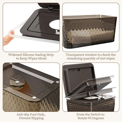 Baby Wipes Dispenser, One-Handed Operation Wipes Container, Grey