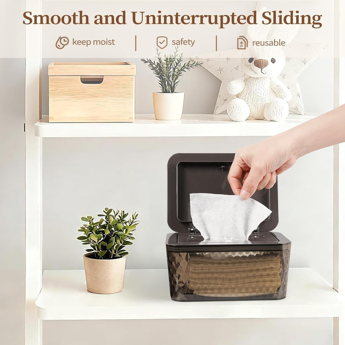 Baby Wipes Dispenser, One-Handed Operation Wipes Container, Grey