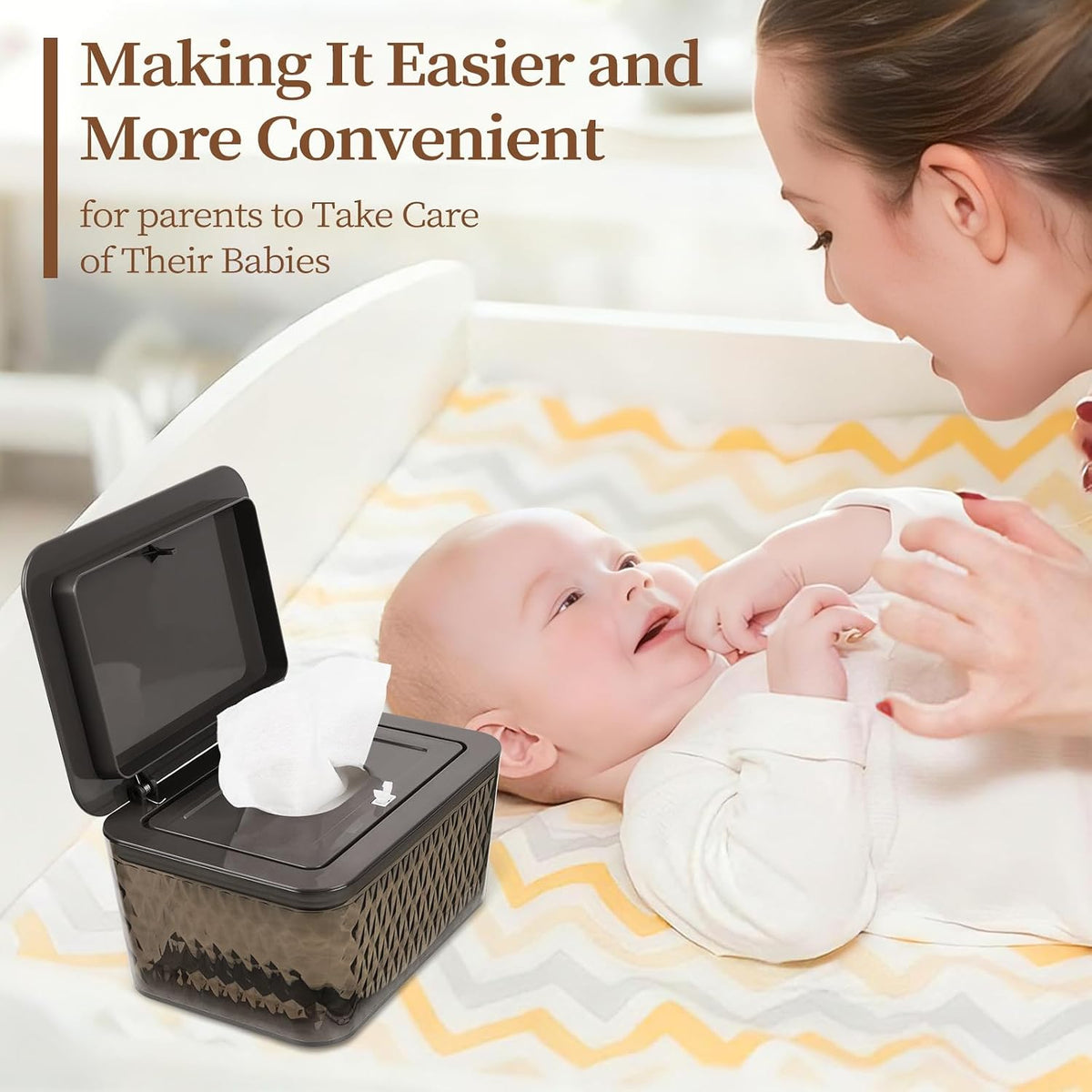 Baby Wipes Dispenser, One-Handed Operation Wipes Container, Grey