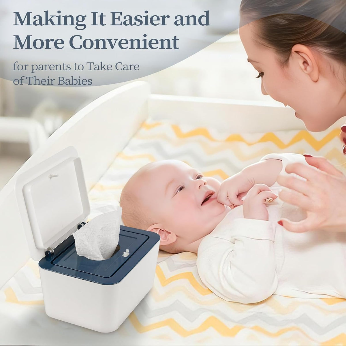 Baby Wipes Dispenser, One-Handed Operation Wipes Container, Grey