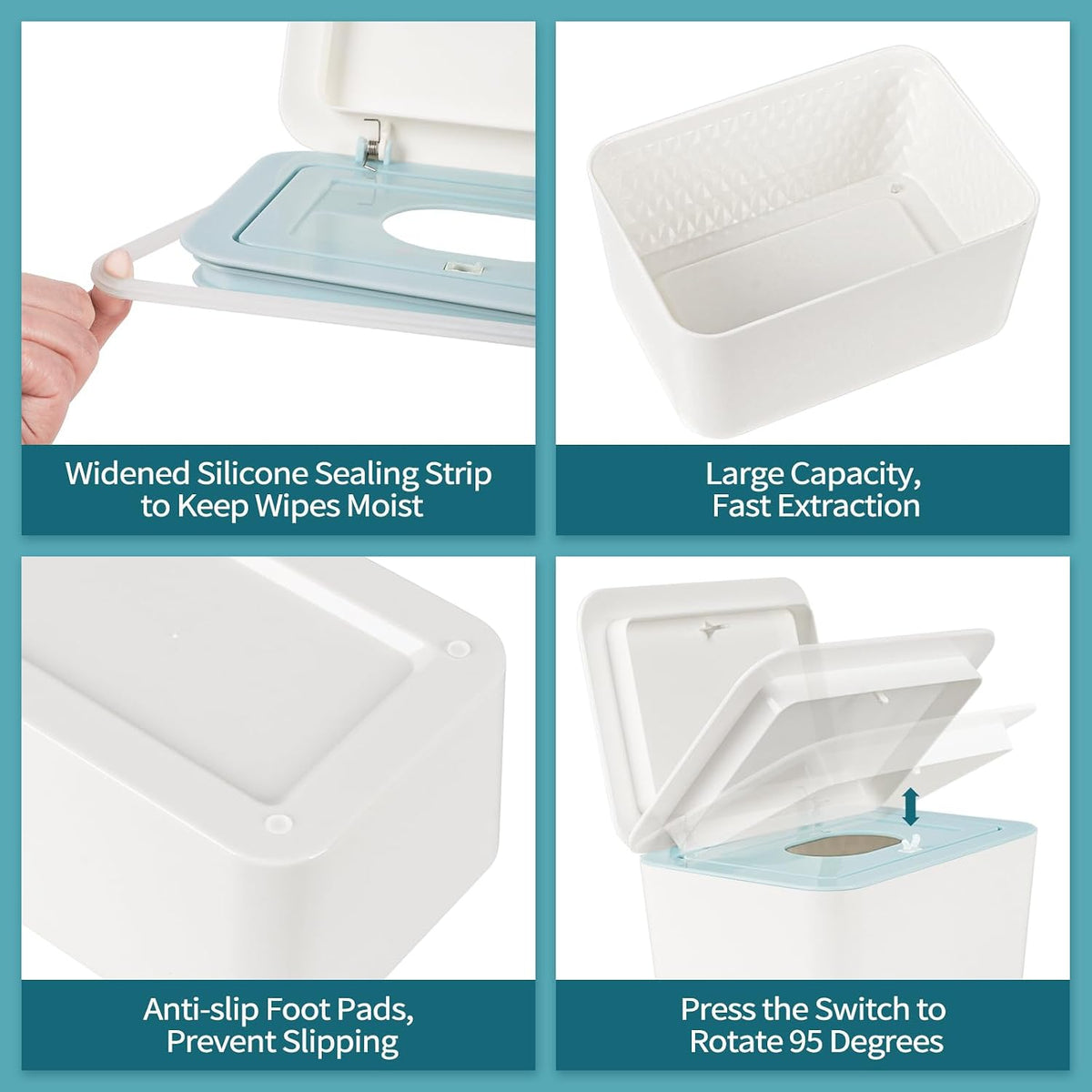 Baby Wipes Dispenser, One-Handed Operation Wipes Container, Grey
