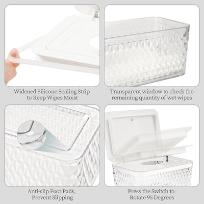 Baby Wipes Dispenser, One-Handed Operation Wipes Container, Grey