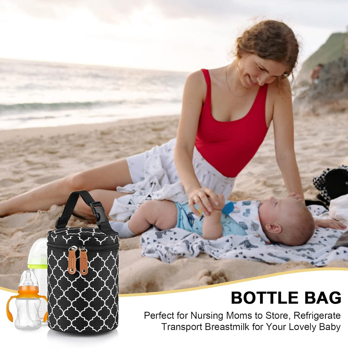 Breastmilk Cooler Bag, Insulated Baby Bottle Cooler Tote Bags for Nursing Mom Daycare