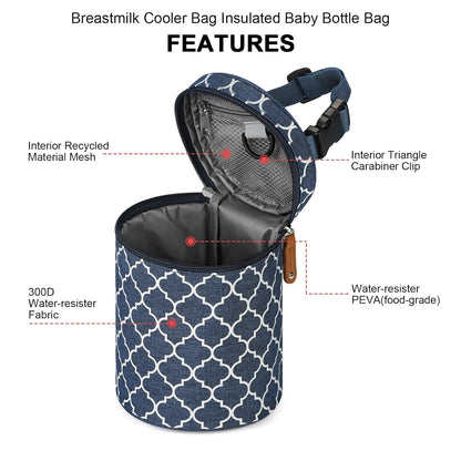 Breastmilk Cooler Bag, Insulated Baby Bottle Cooler Tote Bags for Nursing Mom Daycare