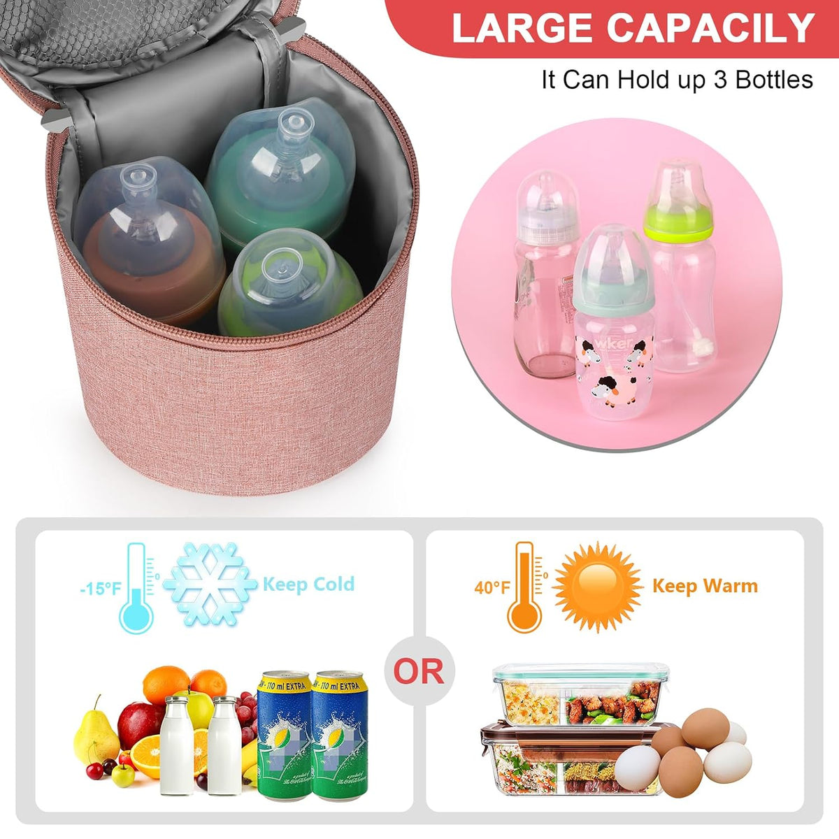 Breastmilk Cooler Bag, Insulated Baby Bottle Cooler Tote Bags for Nursing Mom Daycare
