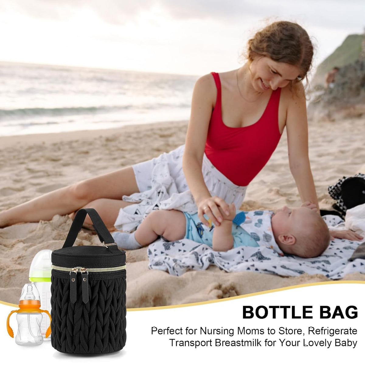 Breastmilk Cooler Bag, Insulated Baby Bottle Cooler Tote Bags for Nursing Mom Daycare