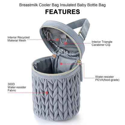 Breastmilk Cooler Bag, Insulated Baby Bottle Cooler Tote Bags for Nursing Mom Daycare