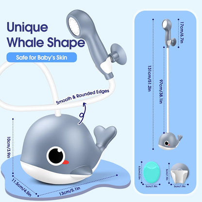 Whale Baby Bath Sprayer, Control the Flow Hands-Free 2 Gentle Modes
