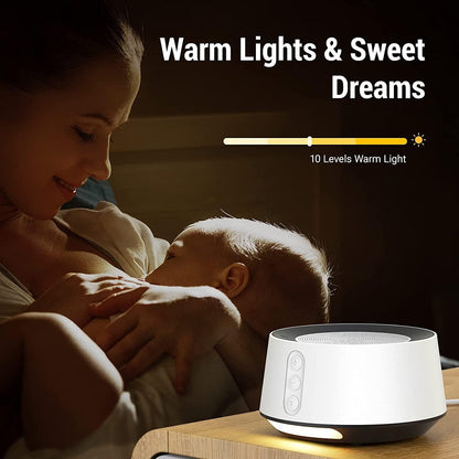 White Noise Sound Machine, Adjustable Baby Night Light for Sleeping,14 High Fidelity Sleep Machine Soundtracks,Timer and Memory Feature (White with Power Adapter)