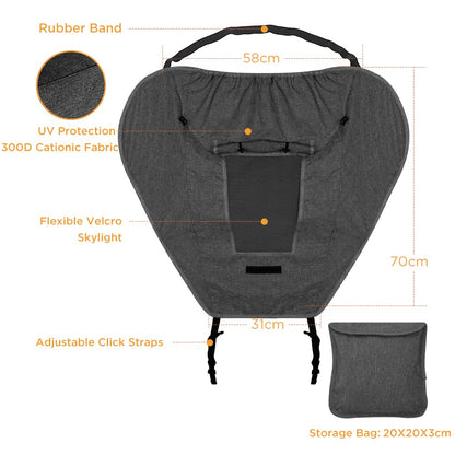 Buggy Sun Shade Universal Pram Sunshade Sun Cover for Strollers Pushchairs UV Protection Water Resistant Easy to Install, Deep Grey