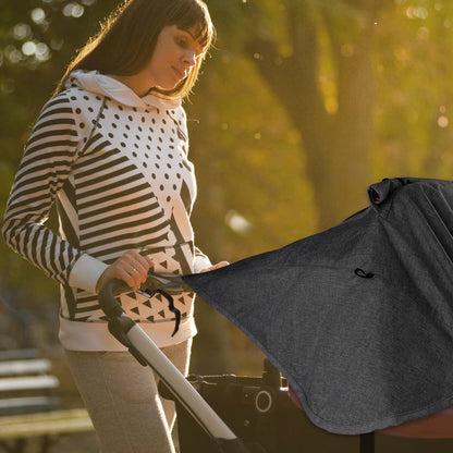 Buggy Sun Shade Universal Pram Sunshade Sun Cover for Strollers Pushchairs UV Protection Water Resistant Easy to Install, Deep Grey