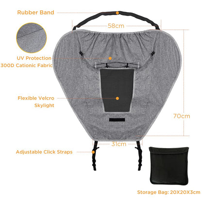 Buggy Sun Shade Universal Pram Sunshade Sun Cover for Strollers Pushchairs UV Protection Water Resistant Easy to Install, Deep Grey