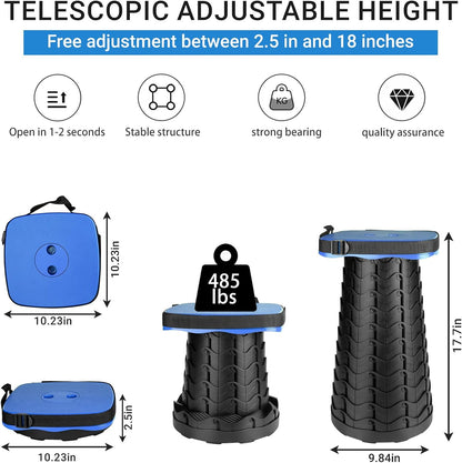Upgraded Folding Stool - 485lbs Load Capacity,Telescopic Stool,Portable Collapsible Seat for Camping,Fishing,Hiking,Travel (Square-Pink)