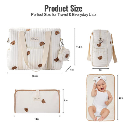 3pc Diaper Bag Tote Set, Hospital Bag for Labor & Delivery, Maternity Travel Bag with Changing Pad & Pacifier Case