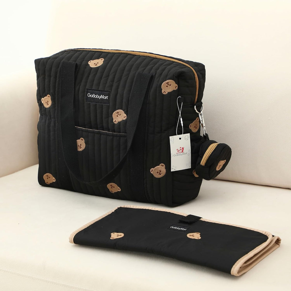 3pc Diaper Bag Tote Set, Hospital Bag for Labor & Delivery, Maternity Travel Bag with Changing Pad & Pacifier Case