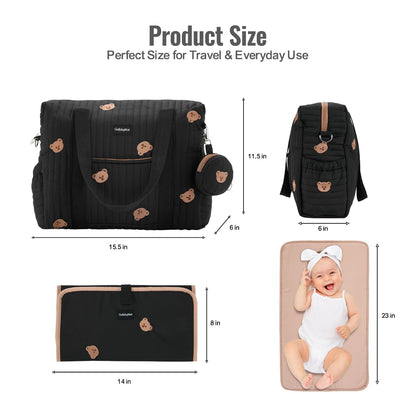 3pc Diaper Bag Tote Set, Hospital Bag for Labor & Delivery, Maternity Travel Bag with Changing Pad & Pacifier Case