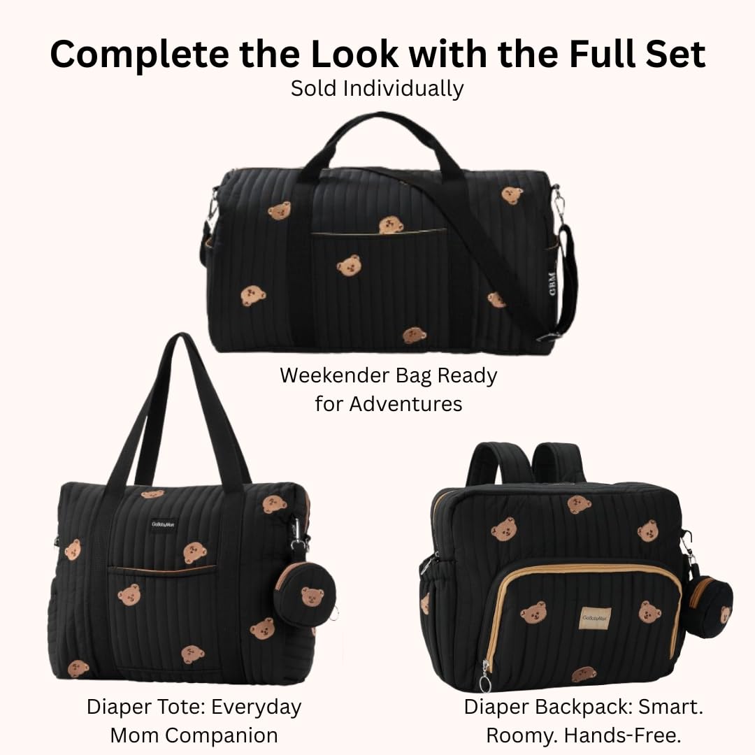 3pc Diaper Bag Tote Set, Hospital Bag for Labor & Delivery, Maternity Travel Bag with Changing Pad & Pacifier Case
