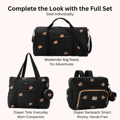 3pc Diaper Bag Tote Set, Hospital Bag for Labor & Delivery, Maternity Travel Bag with Changing Pad & Pacifier Case