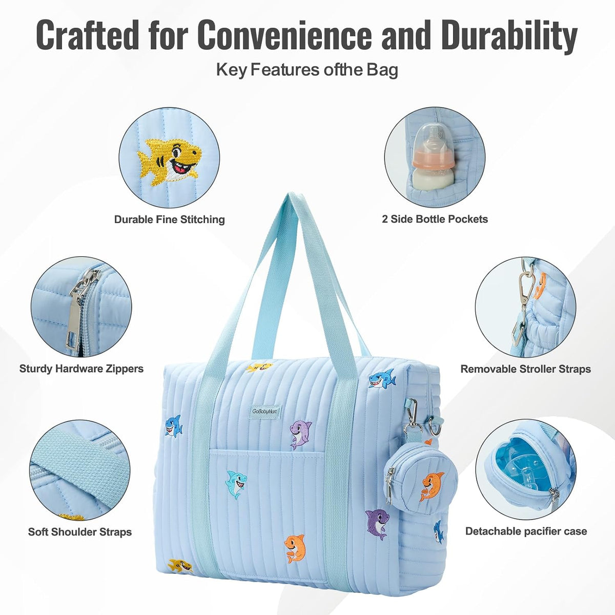 3pc Diaper Bag Tote Set, Hospital Bag for Labor & Delivery, Maternity Travel Bag with Changing Pad & Pacifier Case