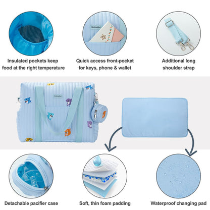 3pc Diaper Bag Tote Set, Hospital Bag for Labor & Delivery, Maternity Travel Bag with Changing Pad & Pacifier Case