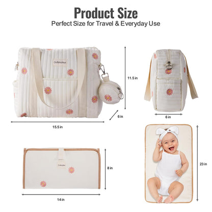 3pc Diaper Bag Tote Set, Hospital Bag for Labor & Delivery, Maternity Travel Bag with Changing Pad & Pacifier Case