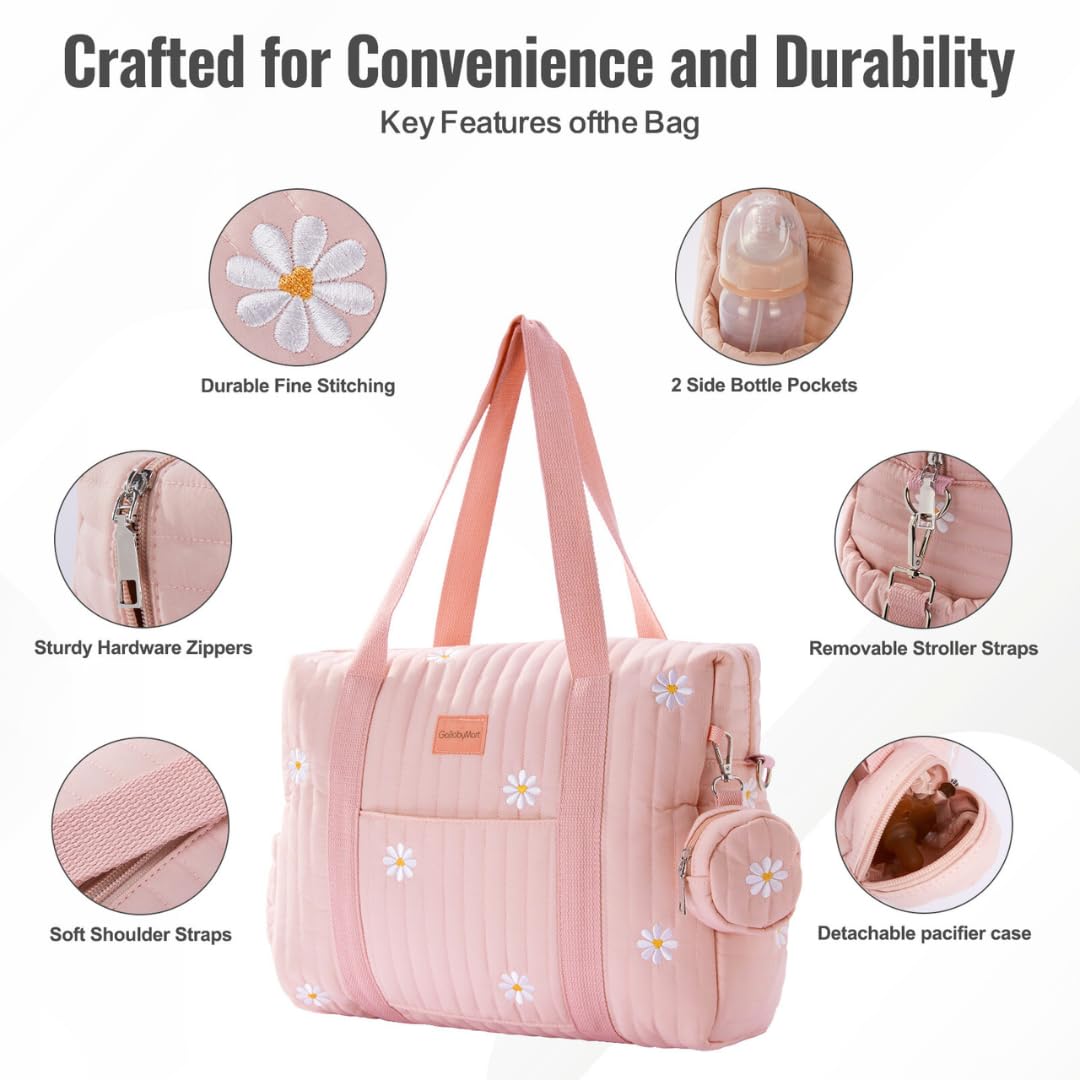 3pc Diaper Bag Tote Set, Hospital Bag for Labor & Delivery, Maternity Travel Bag with Changing Pad & Pacifier Case
