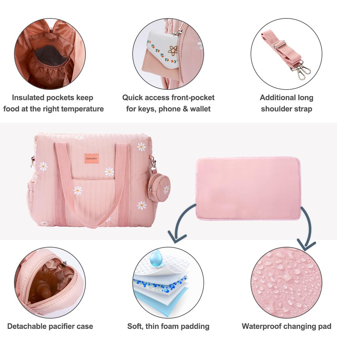 3pc Diaper Bag Tote Set, Hospital Bag for Labor & Delivery, Maternity Travel Bag with Changing Pad & Pacifier Case