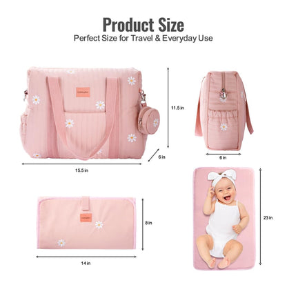 3pc Diaper Bag Tote Set, Hospital Bag for Labor & Delivery, Maternity Travel Bag with Changing Pad & Pacifier Case