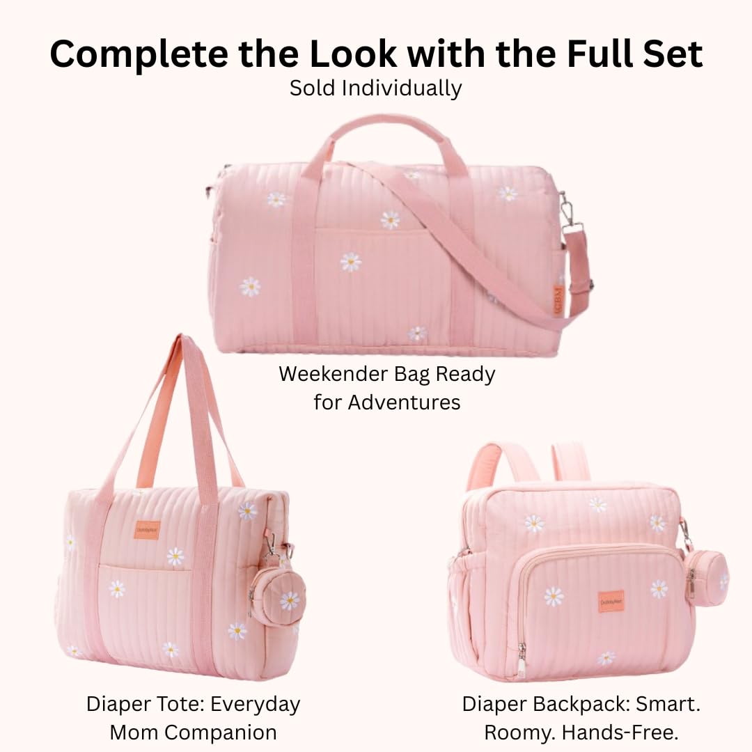 3pc Diaper Bag Tote Set, Hospital Bag for Labor & Delivery, Maternity Travel Bag with Changing Pad & Pacifier Case