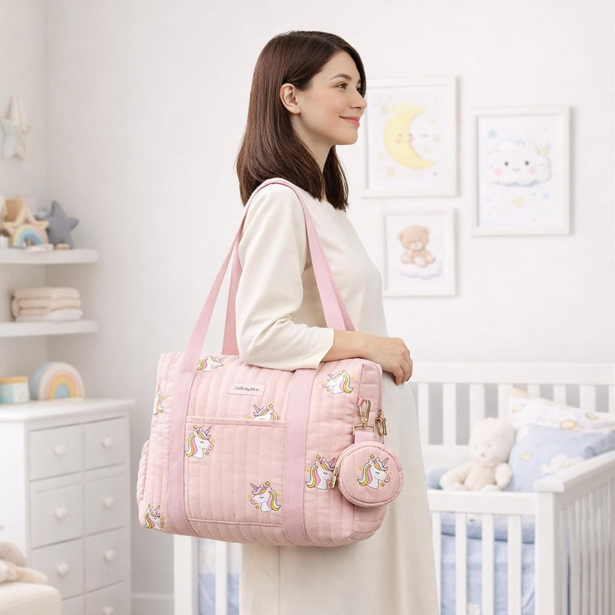 3pc Diaper Bag Tote Set, Hospital Bag for Labor & Delivery, Maternity Travel Bag with Changing Pad & Pacifier Case