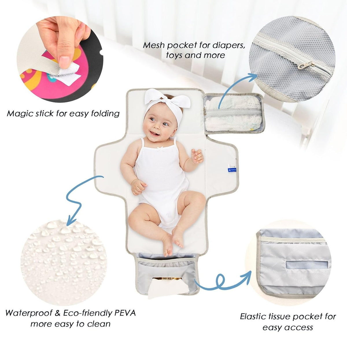 Sugar Skull Pattern Portable Diaper Changing Pad Pram