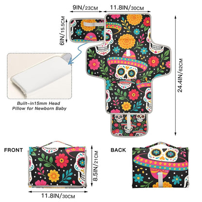 Sugar Skull Pattern Portable Diaper Changing Pad Pram