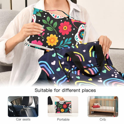 Sugar Skull Pattern Portable Diaper Changing Pad Pram